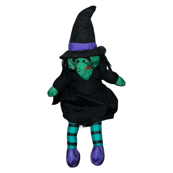 Vintage 1993 Nylon Halloween Witch with Broom Plush Puffalump Style 20” As Is. - Picture 2 of 13